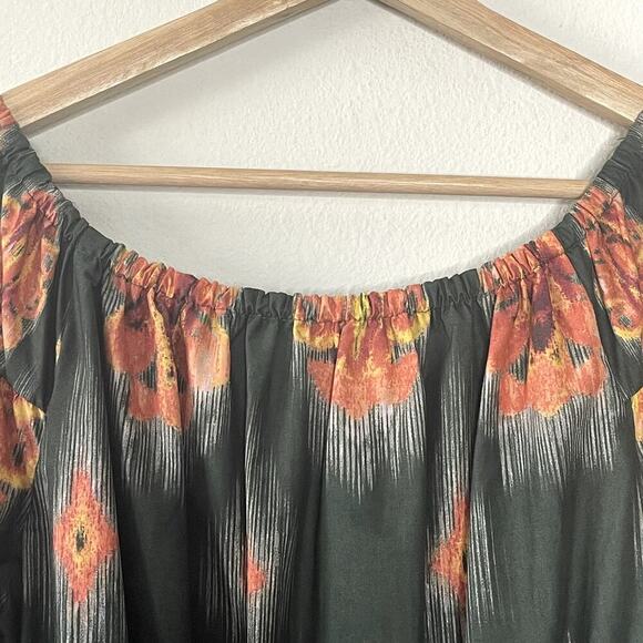 A LOVES A. HUNTER GREEN ORANGE FLORAL ALL COTTON MINI DRESS 3/4 SLEEVE SIZE L - Picture 4 of 12